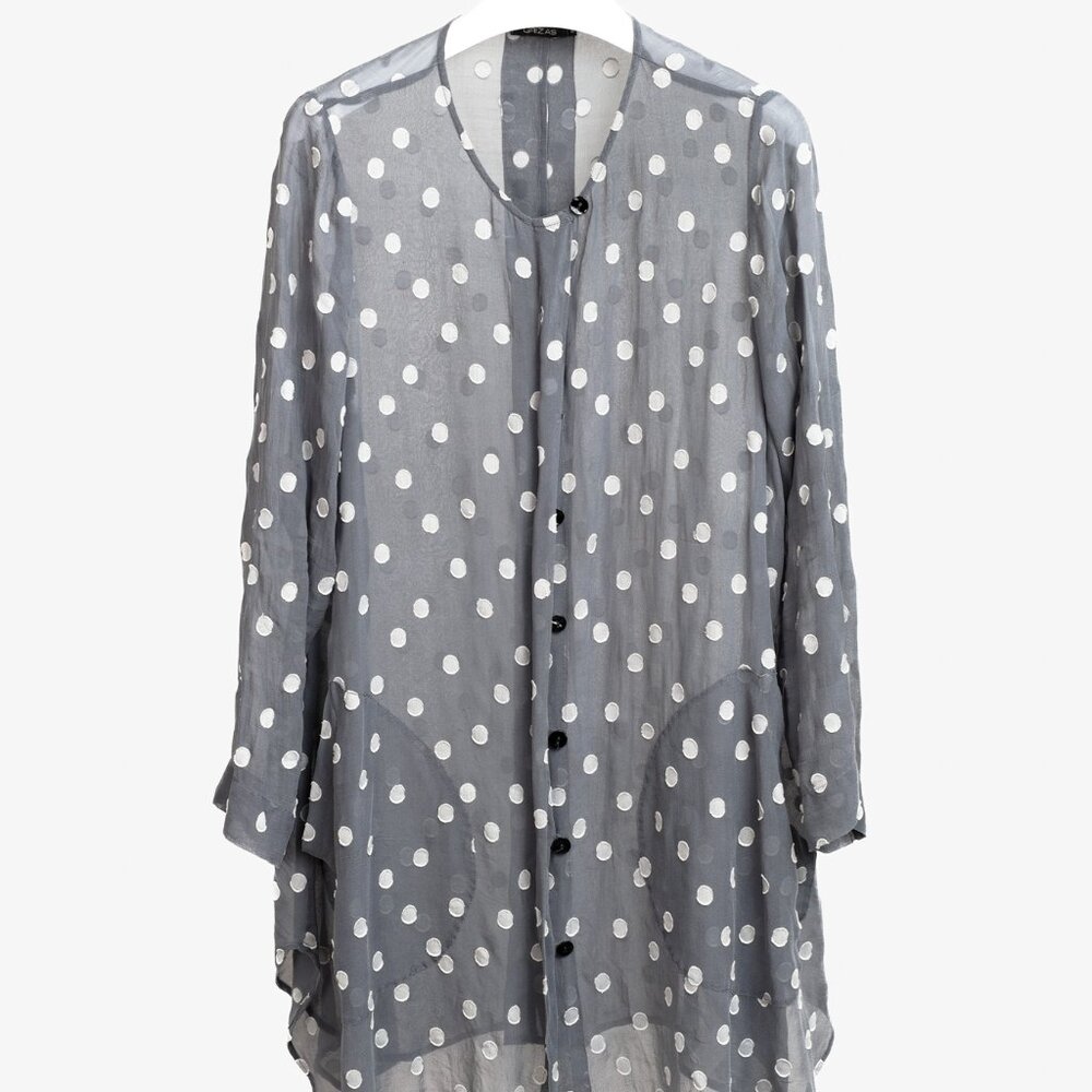 Grizas Grey Polka Dots Silk Tunic